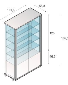 Vetrina a noleggio mod. NeosM-XL - disegno tecnico