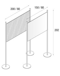 Bacheca a noleggio mod. Grigliato - disegno tecnico